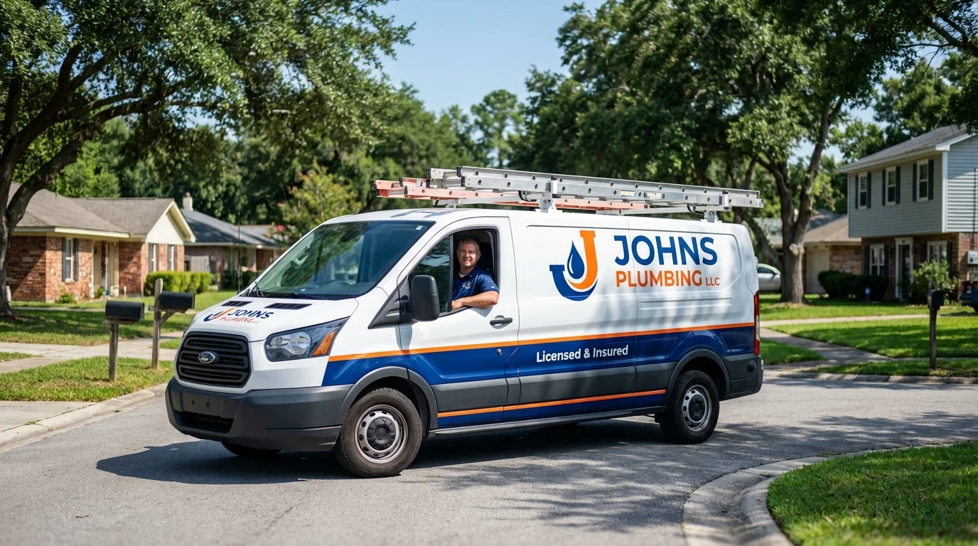 Johns Plumbing LLC service van in Yorktown Heights, NY