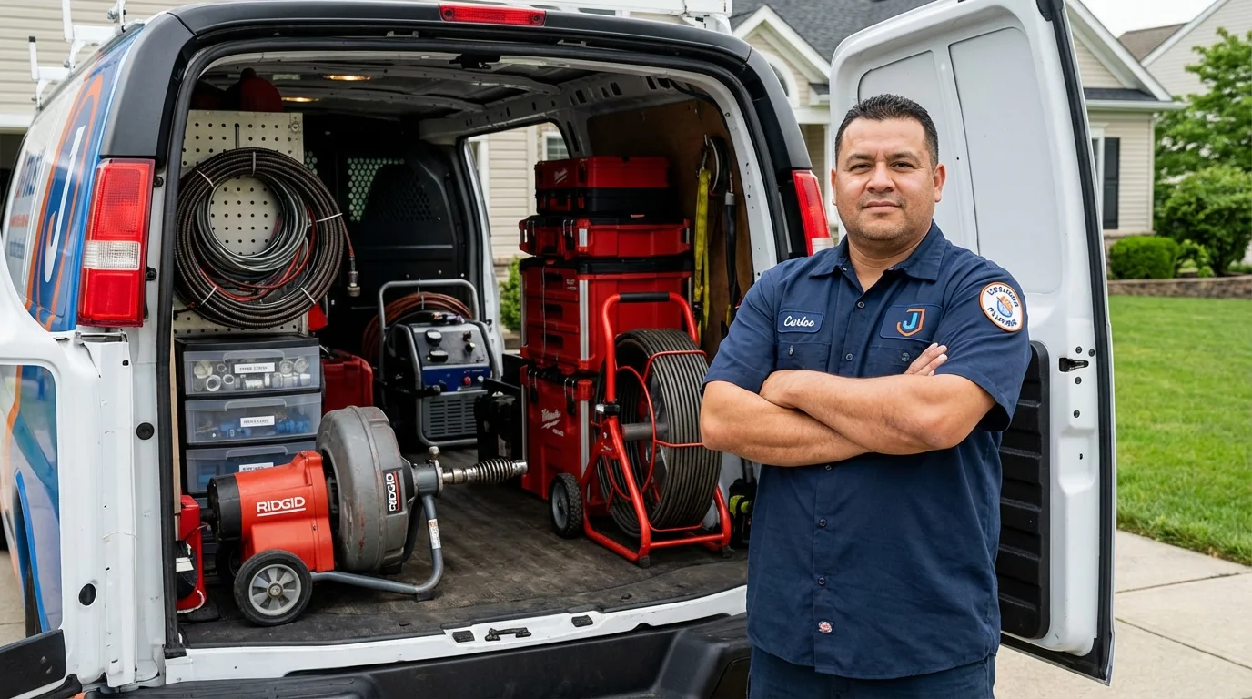 Professional drain cleaning equipment and Johns Plumbing LLC plumber in Yorktown Heights