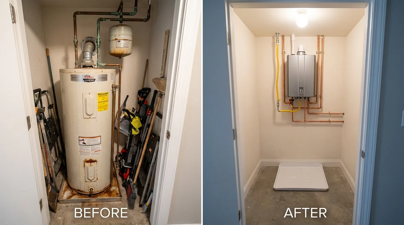 Tank water heater versus wall-mounted tankless unit comparison for Yorktown Heights, NY homeowners